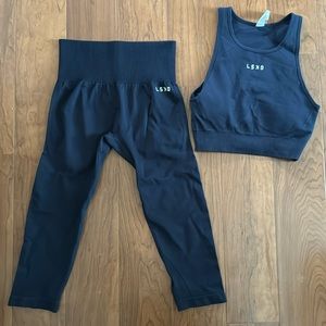 LSKD 3/4 crop legging & Crop top Navy size S